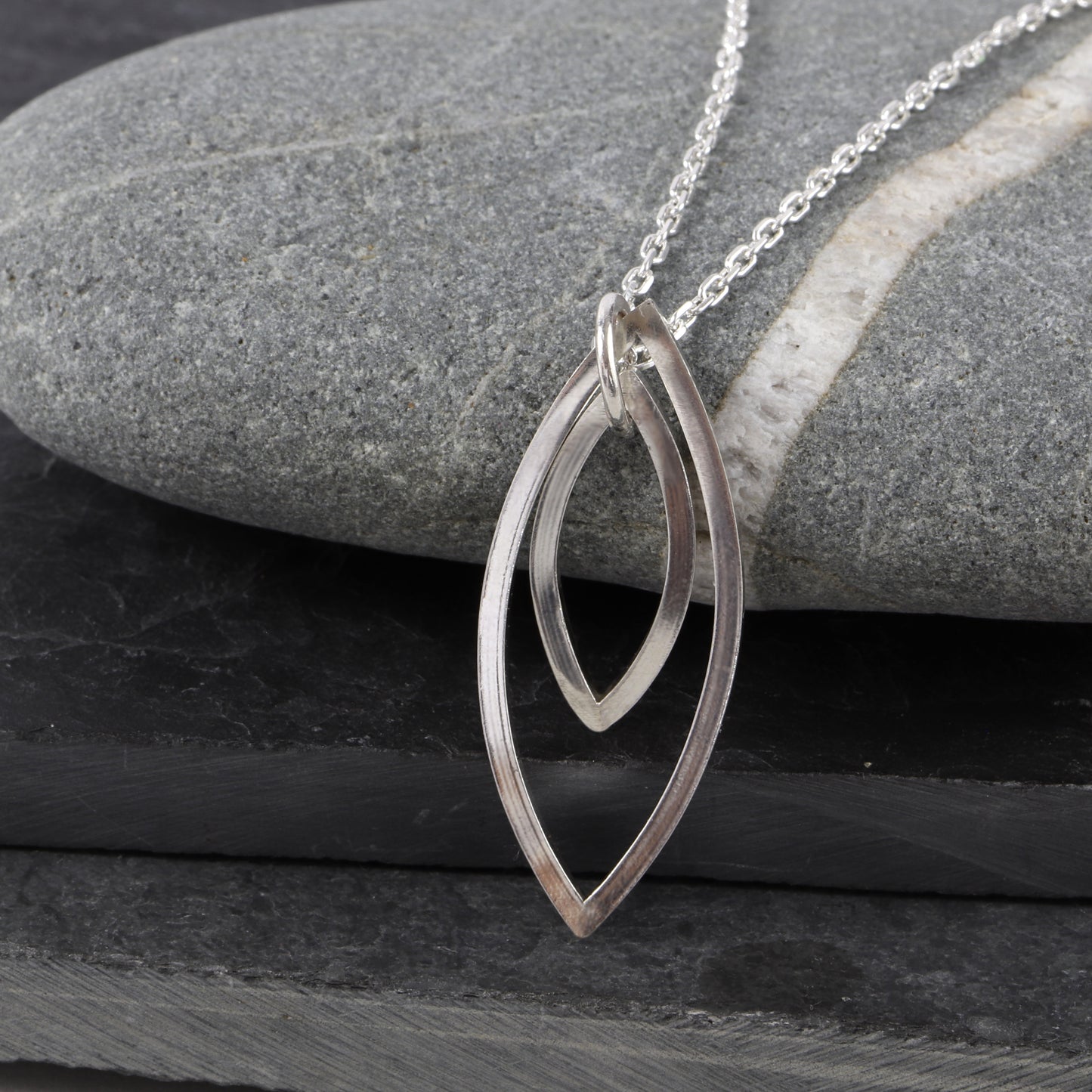 Nested marquise wire pendant