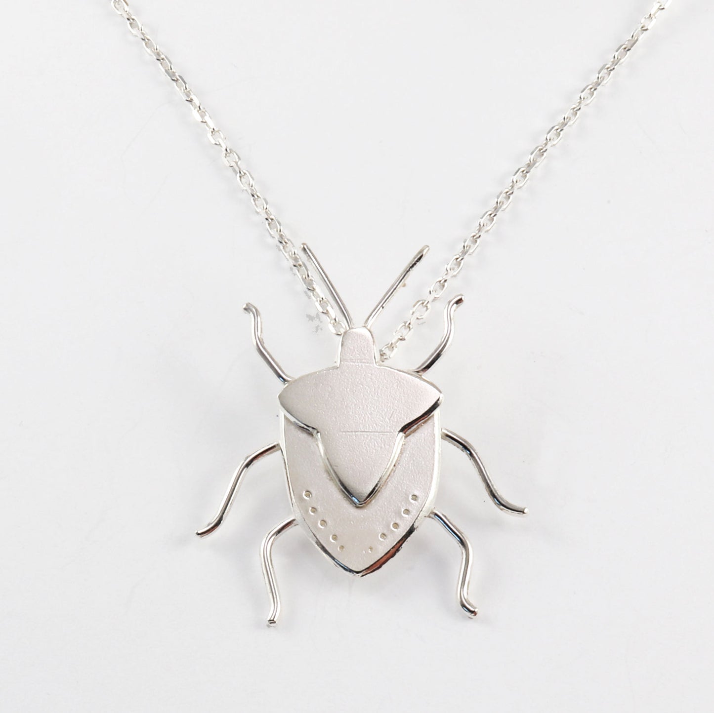 Shield Bug Necklace Silver