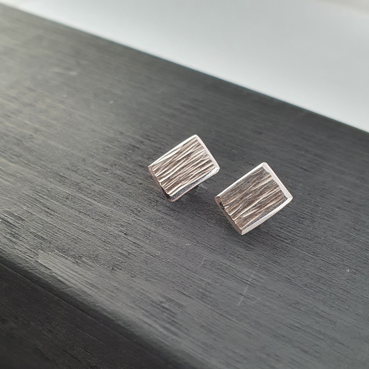 Mini Square studs made with reclaimed silver