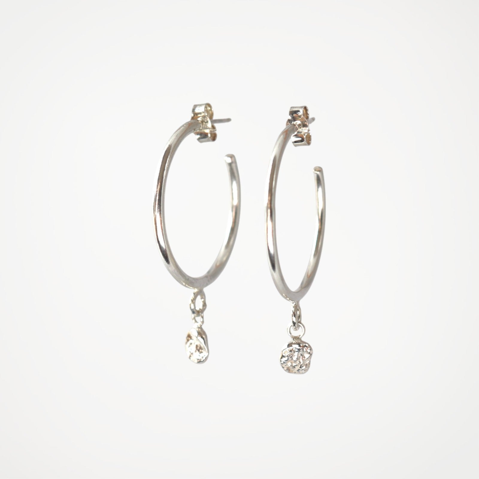 Molten Drops Hoop Earrings with Silver Drop