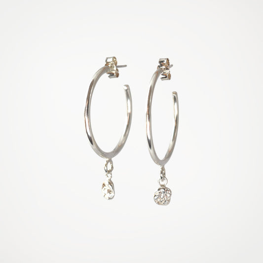 Molten Drops Hoop Earrings with Silver Drop