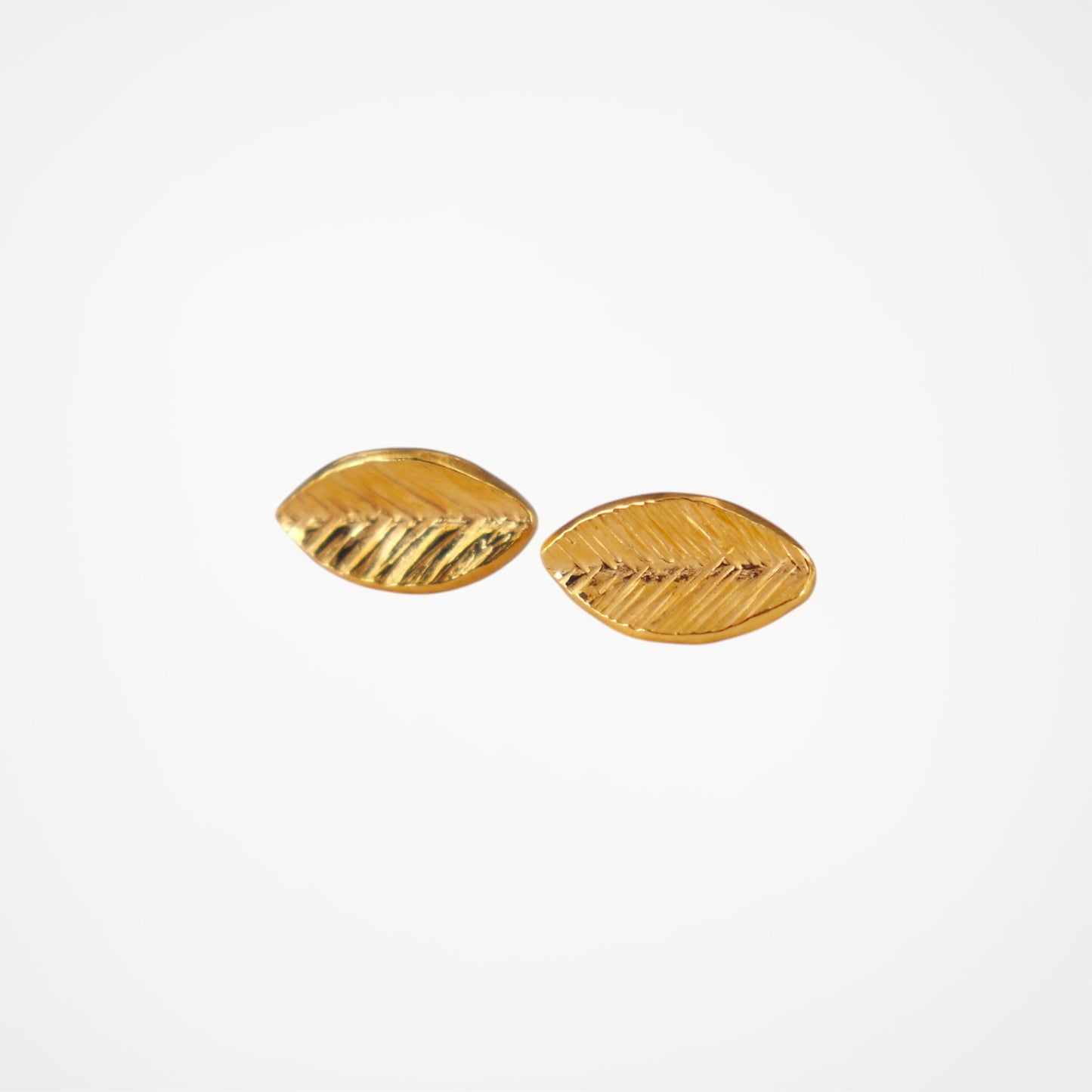 Textured Leaf Stud Earrings in Gold Vermeil