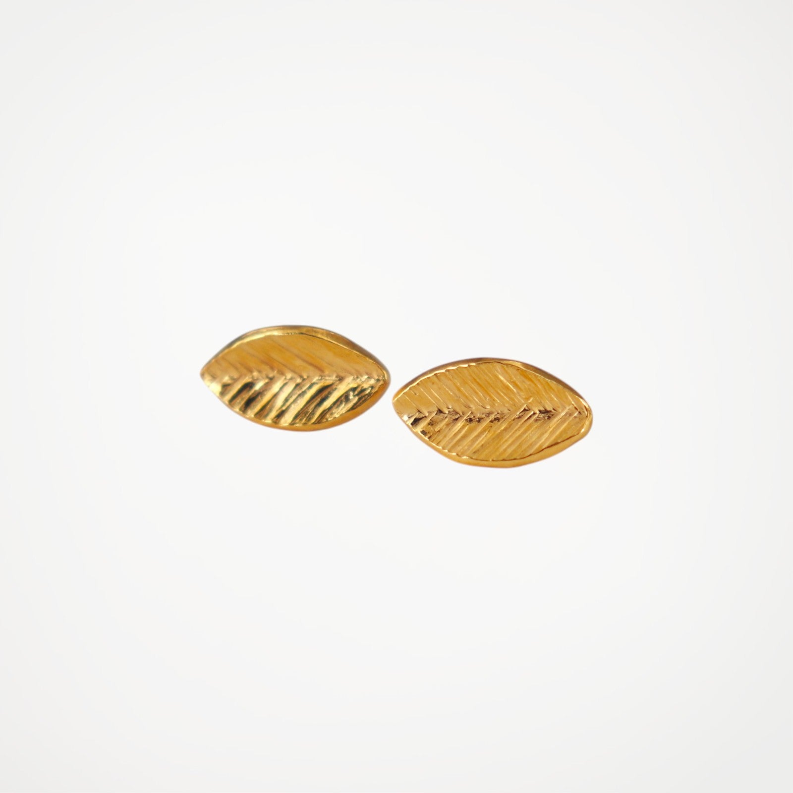 Textured Leaf Stud Earrings in Gold Vermeil