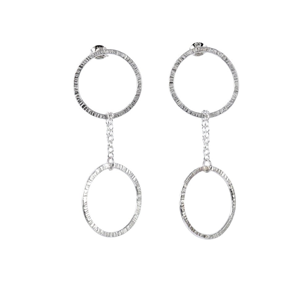 silver earrings with textured circles