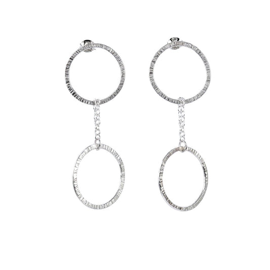 silver earrings with textured circles