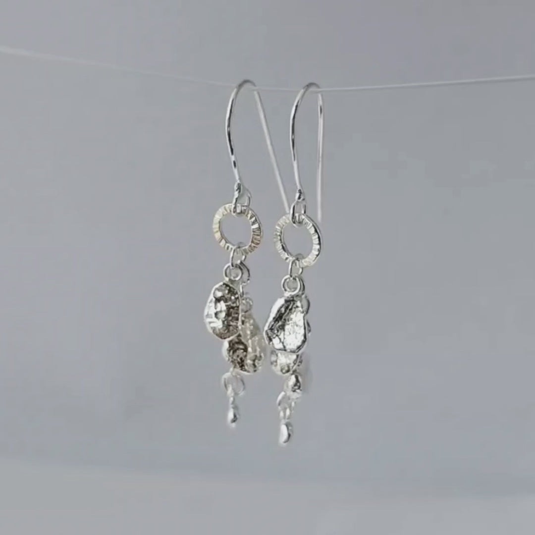 Handmade sterling silver drop earrings from the Molten Drops collection