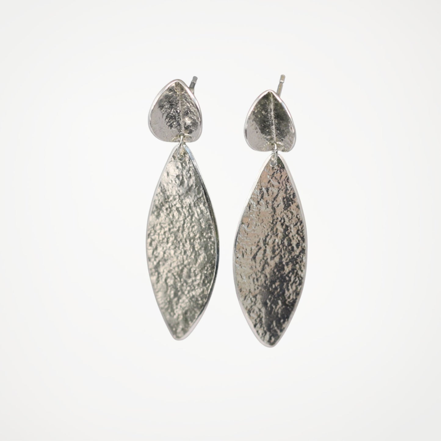 Pair of folded sterling silver teardrop drop earrings