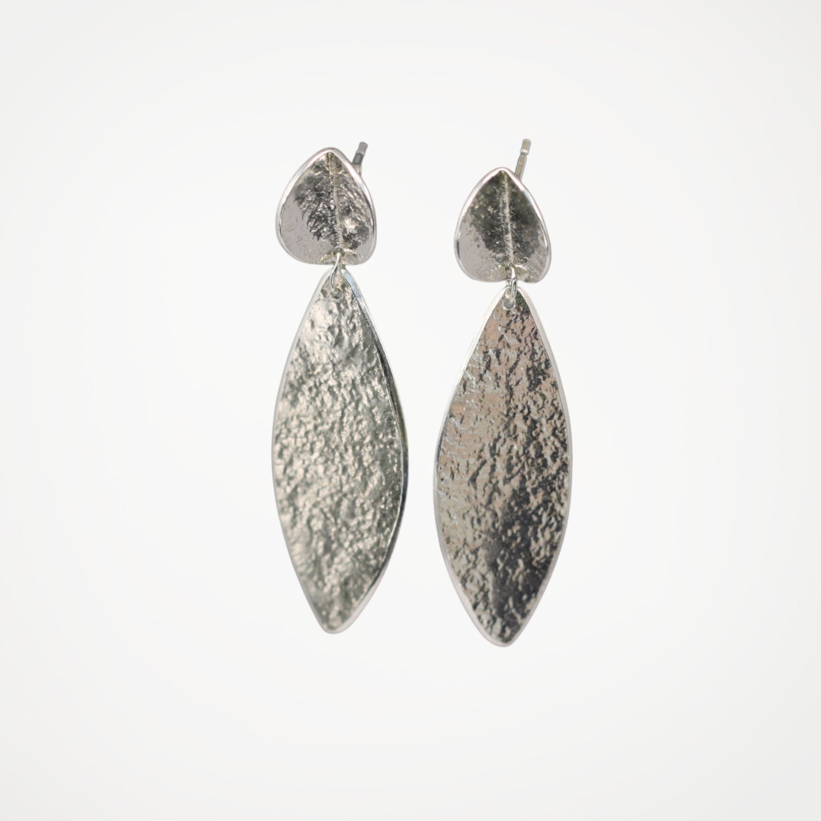 Pair of folded sterling silver teardrop drop earrings