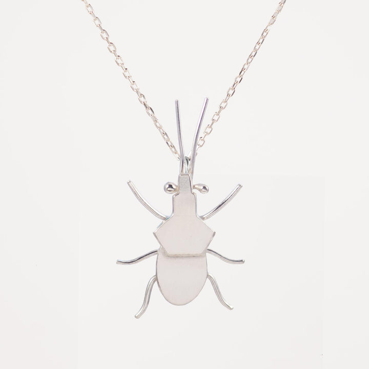Assassin bug necklace, silver