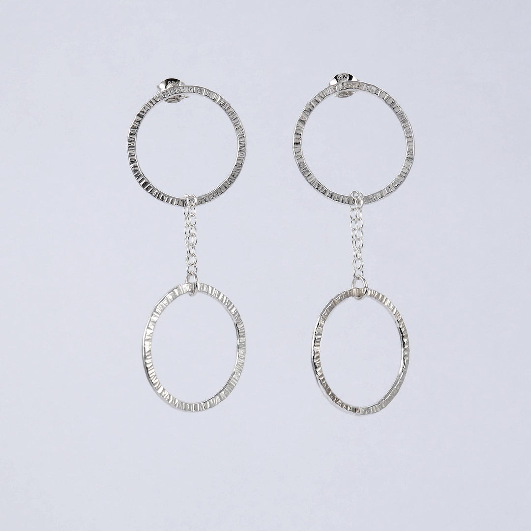 Drop earrings with 2 large circles