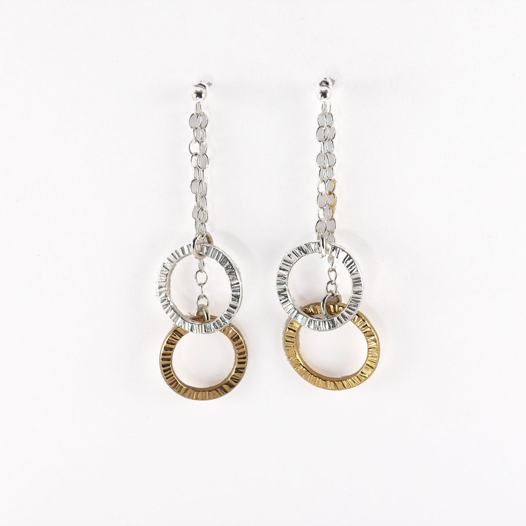 Double circle drops silver and yellow gold vermeil
