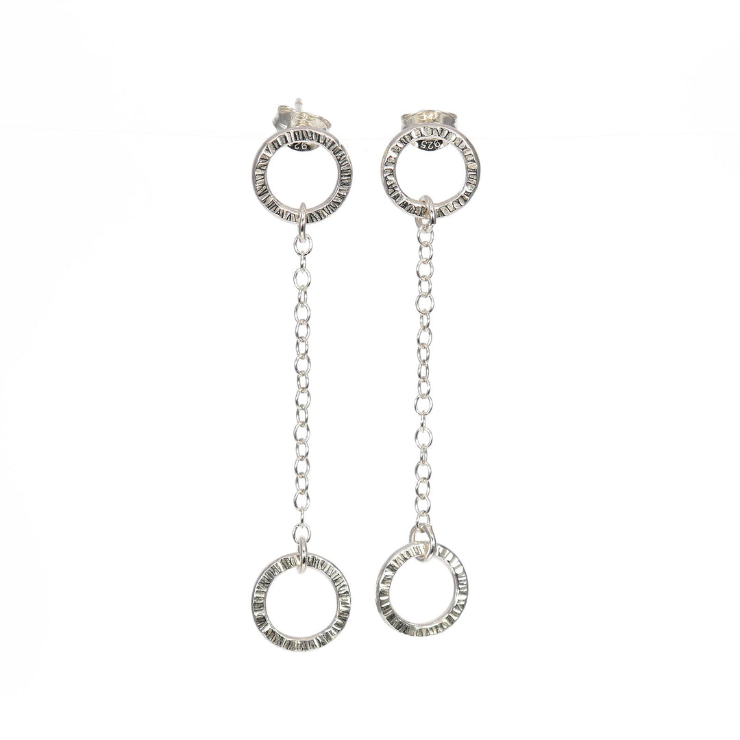 Drop earrings with 2 small circles.