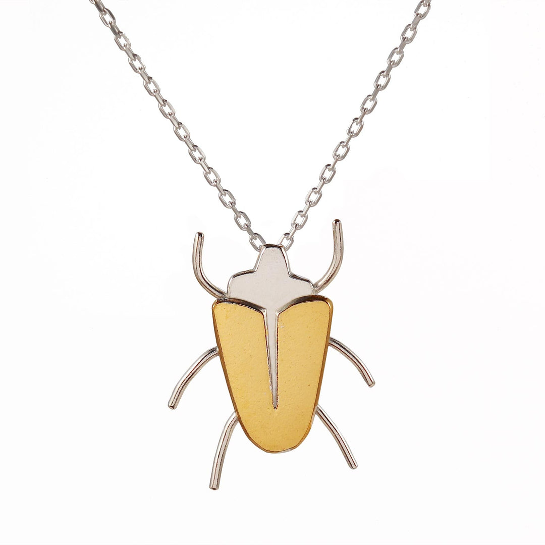 Jewelled frog beetle necklace gold vermeil