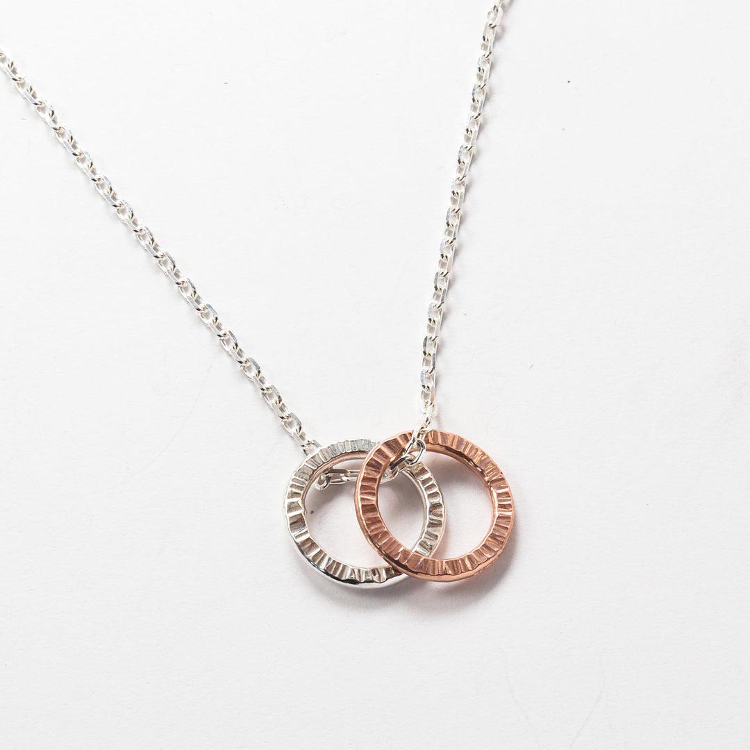 Circles necklace in silver and rose gold vermeil